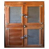 A LARGE INSTITUTIONAL SIZE ANTIQUE OAK ICE BOX