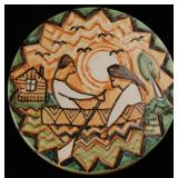 A MID 20TH C. SCANDINAVIAN HAND DECORATED ART TILE