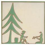 A WHEELING POTTERY CO. CARVED AND GLAZED ART TILE