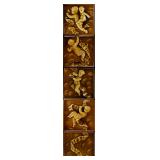 VICTORIAN ART TILE SET DEPICTING AIRBORNE CHERUBS