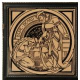 A MINTON BROWN TRANSFER MOYR SMITH BLUEBEARD TILE