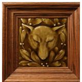 A GOOD VICTORIAN TILE, THE PORTRAIT OF A WOLF