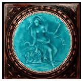 A MINTON HOLLIS MAJOLICA GLAZE VICTORIAN TILE