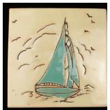 AN EARLY 20TH C. GLAZED TERRA COTTA ART TILE