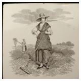 A MINTON CHINA WORKS BROWN TRANSFER TRIVET TILE