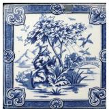 A MINTON HOLLIS BLUE AND WHITE VICTORIAN ART TILE