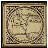 A 19TH CENTURY ENGLISH BROWN TRANSFER ART TILE
