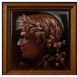 VICTORIAN ART TILE W/ EMBOSSED CLASSICAL PORTRAIT