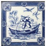 A MINTON HOLLIS BLUE AND WHITE VICTORIAN ART TILE