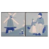 TWO DUTCH MOTIF AMERICAN ART TILES