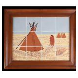 A NATIVE AMERICAN THEME ART TILE ARRANGEMENT