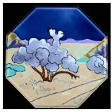 AN AMERICAN ENCAUSTIC ARTIST SIGNED TILE TRIVET