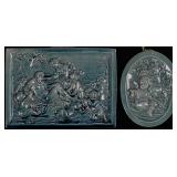 CONTINENTAL ART TILE WITH RELIEF BACCHANALIA SCENE