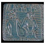 A RUSSIAN ART POTTERY TILE SIGNED MOCKBA, 1967