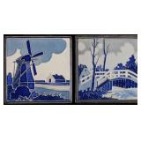 TWO BLUE AND WHITE DUTCH THEME WESTRAVEN TILES