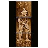 A 19TH C PROVIDENTIAL TILE WORKS TRIPTYCH OF TILES