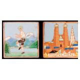 A TWO VINTAGE GERMAN ART POTTERY TILES