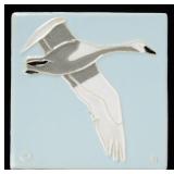A VINTAGE ART TILE, SWAN OR GOOSE, SIGNED MOSAIC