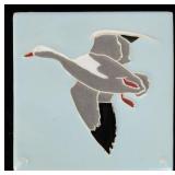A VINTAGE MOSAIC ART TILE, GOOSE IN FLIGHT