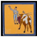 A VINTAGE MONTALVAN SPANISH ART POTTERY TILE