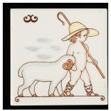 A VINTAGE ART POTTERY ZODIAC TILE, ARIES