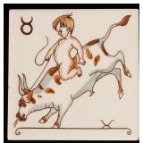 A VINTAGE ART POTTERY ZODIAC TILE, TAURUS