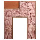 VICTORIAN TWELVE TILE FIREPLACE SURROUND W/ PUTTI