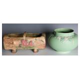 WELLER BOUQUET URN VASE AND WOODCRAFT PLANTER