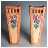 A PAIR OF WELLER ART POTTERY KLYRO WALL POCKETS