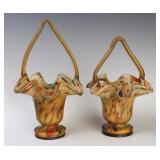 TWO CZECH ART GLASS BASKETS
