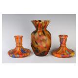 THREE CZECHOSLOVAKIA ART GLASS OBJECTS