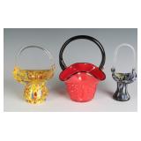 THREE CZECHOSLOVAKIA ART GLASS BASKETS