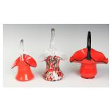 THREE CZECHOSLOVAKIA ART GLASS BASKETS