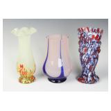 THREE CZECHOSLOVAKIA ART GLASS VASES
