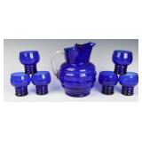 A LOUIE ART DECO COBALT HARPO WATER SET C. 1930s