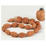 CARVED CHINESE PRAYER BEADS WITH CARVED NUT SNUFF