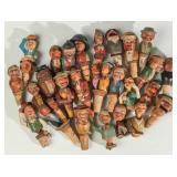 COLLECTION 26 GERMAN CARVED WOOD BOTTLE STOPPERS