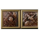 VICTORIAN HIGH GLOSS ART TILES, BIRDS IN LATTICE
