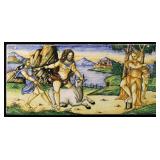 A CONTINENTAL TIN GLAZE FAIENCE TILE CIRCA 18TH C.