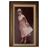 A 19TH CENTURY HAND PAINTED PLAQUE OR TILE