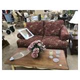 Floral loveseat, coffee table, end table, tv stand