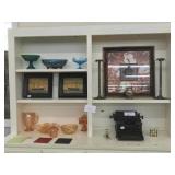 carnival glass, typewriter, pictures