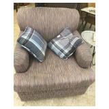 upholstered brown/grey striped chair