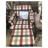 plaid chair and ottoman