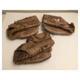 3 Vintage Baseball Gloves 3 Vintage Baseball Gloves
