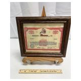 Milwaukee Braves Proof Print of Stock Certificate