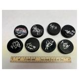 Lot Of 8 Autograph Hockey Pucks