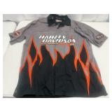 Harley Davidson Racing Button Down Shirt Mens Larg