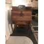 Oak Secretary With Applied Carvings Beveled Mirror