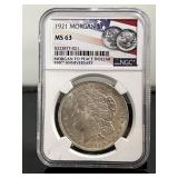 1921 Morgan Dollar NGC MS 63